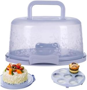 Transporteurs de gâteaux   | Porte-gâteau, support à gâteau avec couvercle, support à gâteau pour contenants de 6 pouces, porte-gâteau en plastique sans BPA avec couvercle et poignée, support à gâteau portable avec verrouillage à boucle sécurisé. Transporteurs de gâteaux Transporteurs de gâteaux