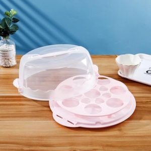 Transporteurs de gâteaux   | Support à Gâteau avec Couvercle, Fournitures de Décoration pour Boîtes à Gâteau, Support à Cupcakes, Sans BPA, Transporteur de Gâteau pour Plateaux de 8 Pouces avec Poignées, Couvercle en Plastique, Base Double Face pour le Transport Transporteurs de gâteaux Transporteurs de gâteaux