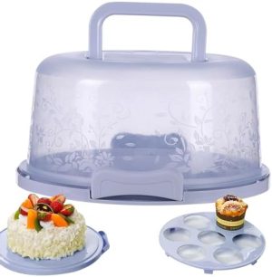 Transporteurs de gâteaux   | Support à Gâteau pour Contenants de Gâteau de 6 Pouces, Transporteur de Gâteau en Plastique Sans BPA avec Couvercle et Poignée, Support à Gâteau Portable avec Verrou de Sécurisation, Contenants à Gâteau avec Couvercles. Transporteurs de gâteaux Transporteurs de gâteaux