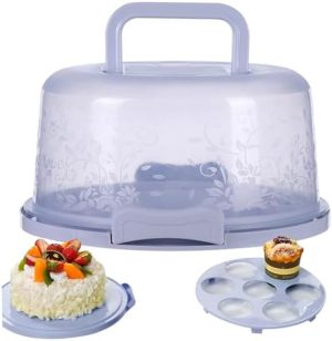 Transporteurs de gâteaux   | Support à Gâteau pour Contenants de Gâteau de 6 Pouces, Transporteur de Gâteau en Plastique SANS BPA avec Couvercle et Poignée, Support à Gâteau Portable avec Système de Verrouillage Sécurisé, Support à Gâteau avec Couvercle. Transporteurs de gâteaux Transporteurs de gâteaux