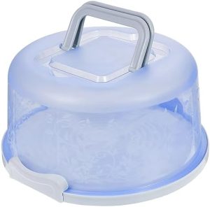 Transporteurs de gâteaux   | Transporteur de Gâteau en Plastique avec Poignée Pliable pour Gâteau de 20 cm, Conteneur Rond Portable pour le Transport, Garde-Gâteau avec Couvercle et Verrou pour Gâteaux, Tartes, Cupcakes, Muffins et Desserts (Bleu) Transporteurs de gâteaux Transporteurs de gâteaux