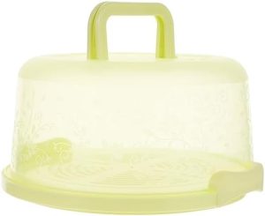 Transporteurs de gâteaux   | Transporteur de Gâteau Portable avec Poignée – Support Rond pour Cupcakes avec Couvercle – Boîte de Rangement en Plastique pour Muffins et Tartes avec Couvercle pour Transport et Rangement – Vert Transporteurs de gâteaux Transporteurs de gâteaux