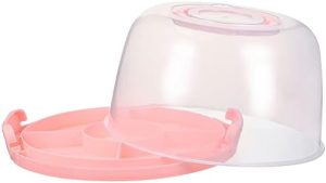 Transporteurs de gâteaux   | Transporteur de Gâteau Rond, Conteneur de Stockage de Gâteau avec Poignée, Gardien de Gâteau en Plastique de 8 Pouces, Support de Gâteau avec Couvercle Rose Transporteurs de gâteaux Transporteurs de gâteaux