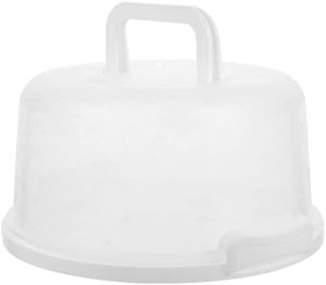 Transporteurs de gâteaux   | Transporteur de gâteau rond, support à gâteau en plastique transparent, conteneur à gâteau portable avec couvercle et poignée pour desserts, tartes, gâteaux et pains, blanc. Transporteurs de gâteaux Transporteurs de gâteaux