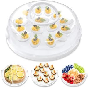 Transporteurs de gâteaux   | Transporteur de gâteaux rond, Conteneur à gâteaux avec couvercle et poignée, Plat à œufs mimosa 3-en-1 pour cupcakes et œufs mimosa, Tarte de 10 pouces, Gâteau, Lavable au lave-vaisselle Transporteurs de gâteaux Transporteurs de gâteaux