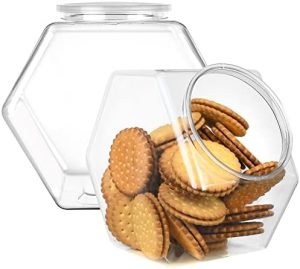 Bocaux à biscuits   | Dilabee Lot de 2 bocaux à biscuits en plastique – Bocal à bonbons de 1,5 gallon pour salle de classe, cuisine et bureau – Bocaux en plastique transparents avec couvercles pour biscuits, bonbons et aliments secs – Bocal en plastique avec étiquettes sans BPA Bocaux à biscuits Bocaux à biscuits