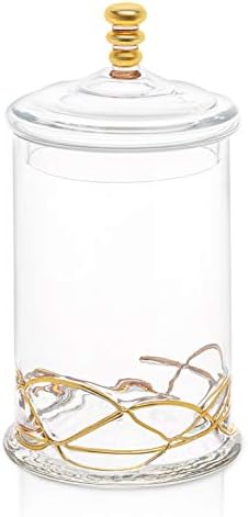 Bocaux à biscuits   | Bocal de rangement en verre avec couvercle en verre – Design en or 14K sur le bocal – 30 cm de hauteur Bocaux à biscuits Bocaux à biscuits