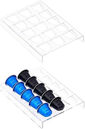 Supports pour capsules de café   | 2 Pack Support de rangement en acrylique transparent pour capsules de café, organisateur de capsules pour 15 capsules Originalline, rangement sur le comptoir ou dans le tiroir pour bureau, maison ou cuisine – 30 capsules Supports pour capsules de café Supports pour capsules de café